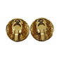 CHANEL CC Logos Circle Earrings 94P Clip-On Gold #AG193