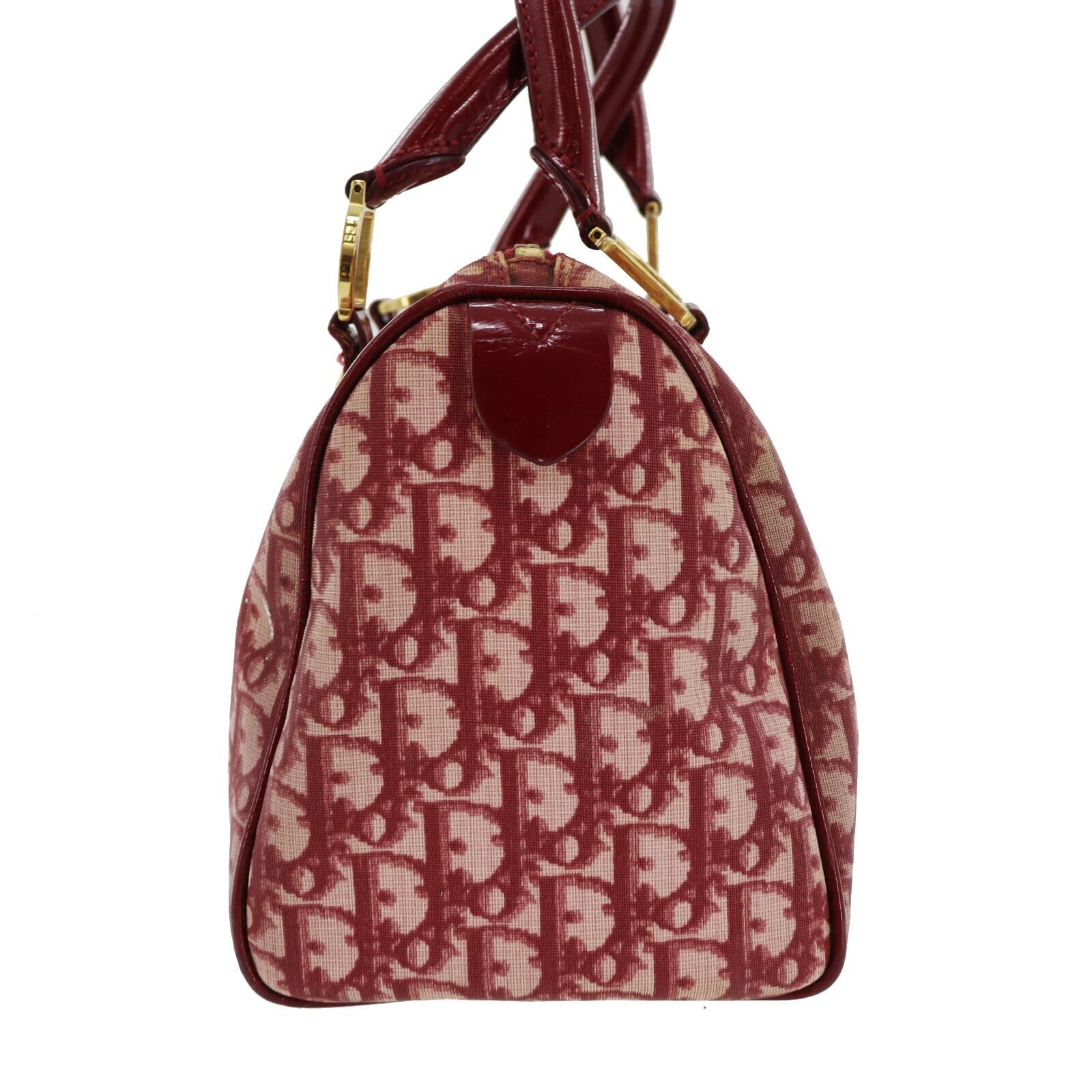 Christian Dior Trotter Shoulder Bag Canvas Leather Bordeaux Purse