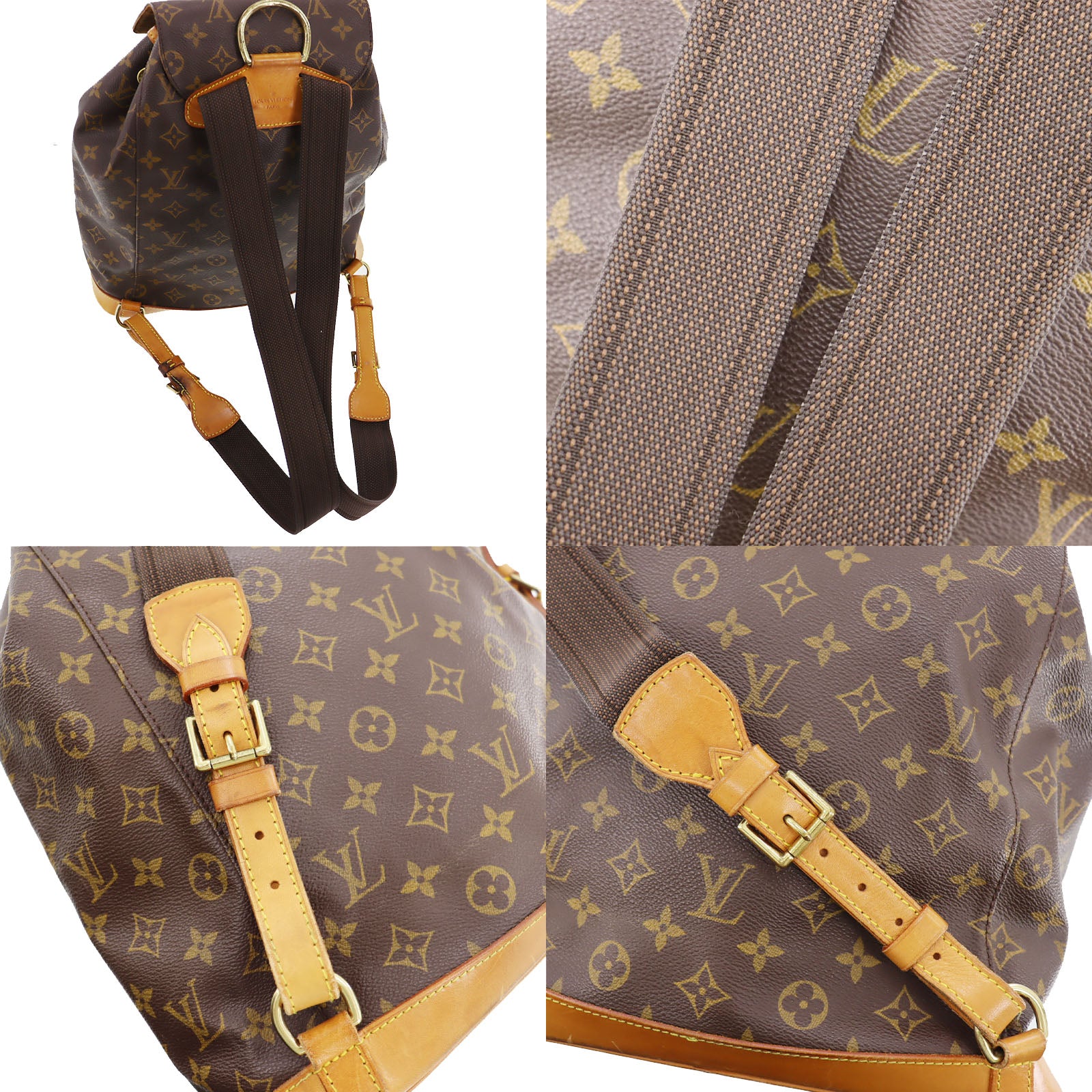 AUTHENTIC LOUIS VUITTON M51135 Monogram Montsouris GM Backpack Bag