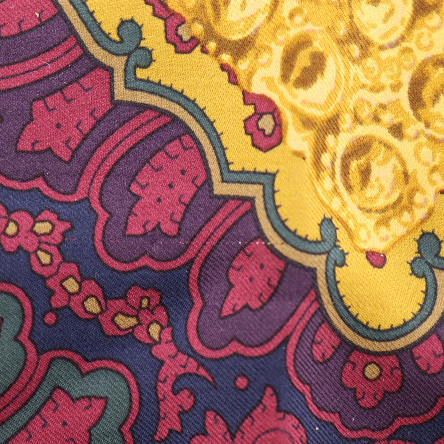 CHANEL Logos Paisley Pattern Scarf Silk Wool Bordeaux #AH383