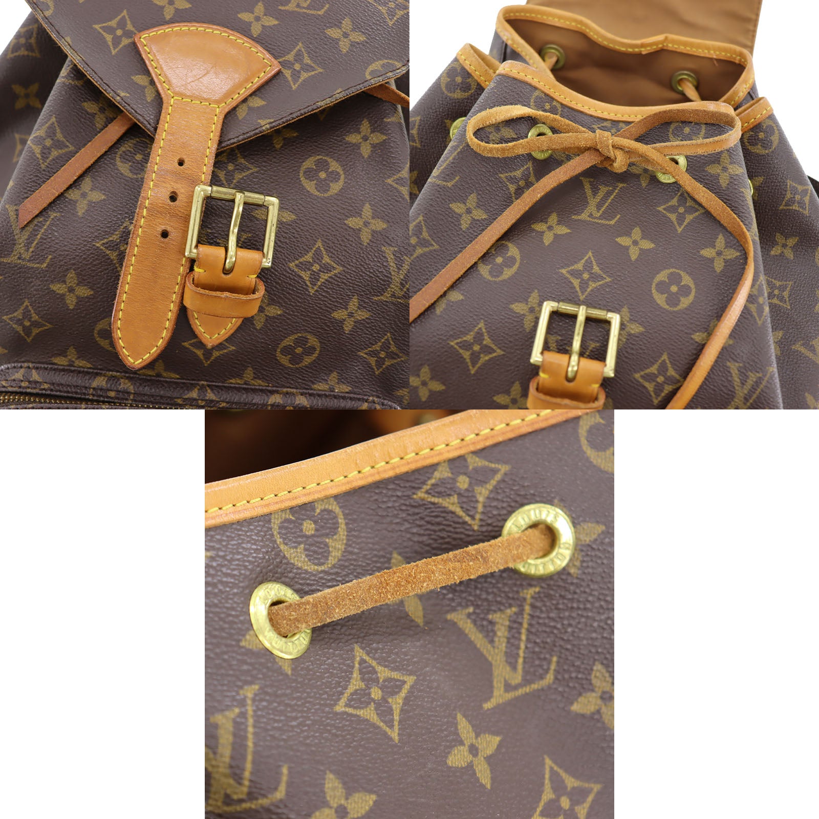 LOUIS VUITTON Mini Montsouris Monogram Canvas Backpack Bag Brown